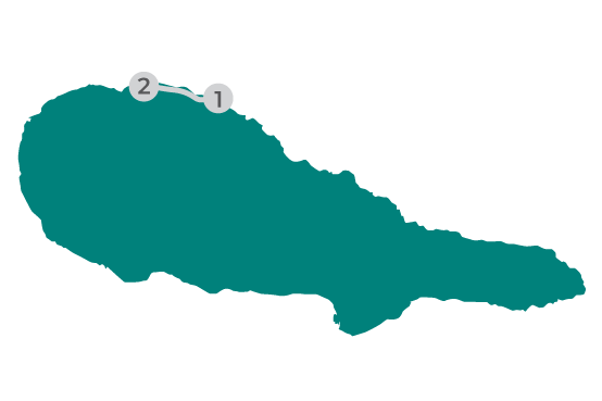 ilustração do mapa com o trajecto do trilho do lajido de Santa Luzia na Ilha do Pico.